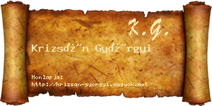 Krizsán Györgyi névjegykártya