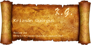 Krizsán Györgyi névjegykártya